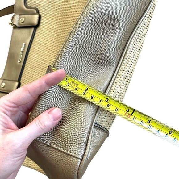 Calvin Klein raffia woven metallic tote‎ bag - Picture 16 of 16